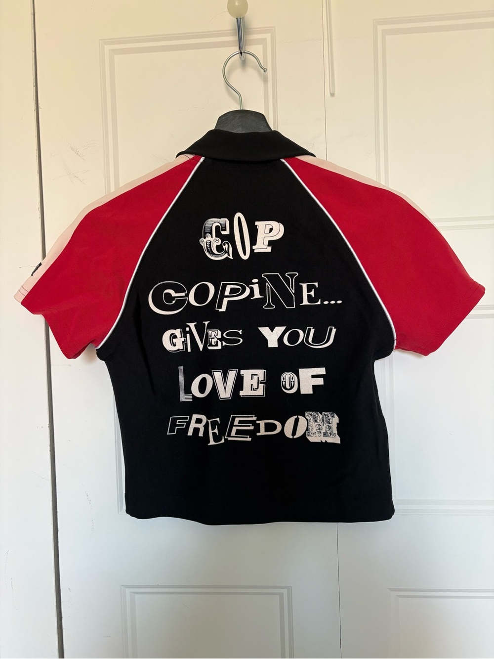 Cop.Copine Archival Y2K Short Sleeve Graphic Zip Top